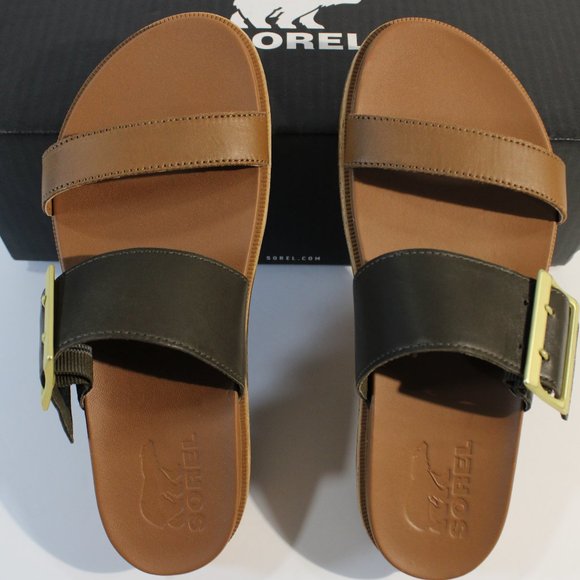 NIB Sorel Roaming Buckle Slides Velvet Tan 10 Women Sandal - Picture 3 of 7
